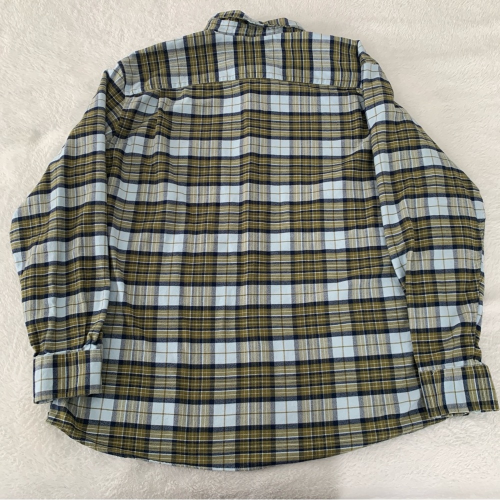 Men’s XL ORVIS Classic Fit Luxury Flannel Light Blue Navy Green Plaid Cozy Shirt - Picture 7 of 7